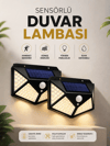 Solar Sensörlü Duvar Lambası Bahçe Lambaso Parlak Beyaz Işık Suya Dayanıklı