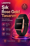 Spor Modlu Kablosuz Şarjlı Akıllı Saat Mesaj Bildirimli Rose Gold Tasarımlı Model