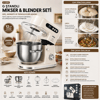 Standlı Mikser - Blender Seti Hamur Yoğurucu - Çırpıcı - Karıştırıcı 8kadem. Hız Ayar 12lt Hazne 2000w Smx-2779 Bx40