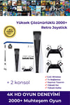 Taşınabilir Çift Kollu 30.000 Oyunlu Kablosuz Oyun Konsolu, 2.4GHz Bağlantılı Beyaz Retro Gamepad