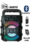 Taşınabilir Mini Işıklı Bluetooth Hoparlör, FM Radyo, USB ve SD Kart Girişli, Turkuaz Renk