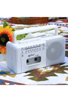 Taşınabilir nostaljik radyo kaset çalar FM radyo USB MP3 player Bluetooth hoparlör beyaz