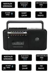 Taşınabilir nostaljik radyo kaset çalar FM radyo USB MP3 çalar Bluetooth hoparlör siyah