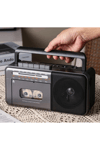Taşınabilir nostaljik radyo kaset çalar FM radyo USB MP3 çalar Bluetooth hoparlör gri