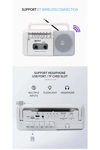 Taşınabilir nostaljik radyo kaset çalar FM radyo USB MP3 player Bluetooth hoparlör beyaz