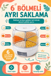 Tek Tuşla Kullanılan Şeffaf Kapaklı Bakliyat Saklama Kabı 6 Bölmeli Döner Hazneli