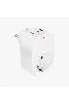 Tekli Yüksek Voltaj Korumalı Duvar Prizi 2x Type-c 1x Usb Çıkışlı Priz Grup Priz Çoğaltıcı Beyaz