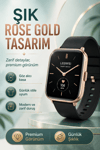 Telefon Uyumlu Rose Gold Akıllı Saat Kablosuz Şarj Destekli Şık Tasarımlı Kullanım