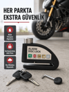 Titreşim Sensörlü Alarmlı Motosiklet Disk Kilidi 14mm Çelik Çift Kilitleme