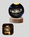 USB Bağlantılı Işıklı Kristal Küre Modern Ahşap Tabanlı Dekor