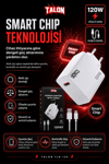 USB Kablolu 120W Güç Adaptörü Hızlı Şarj Destekli Mobil Cihaz Uyumlu Set