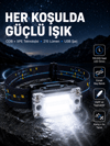 USB Şarjlı Mini LED KAFA Feneri 50m Odak 150m Geniş Aydınlatma Yeni Nesil