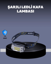 USB Şarjlı Mini LED KAFA Feneri 50m Odak 150m Geniş Aydınlatm