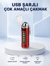 USB Şarjlı Rüzgar Geçirmez Elektrikli Çakmak El Fenerli