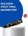 Uzun Pil Ömürlü LED Göstergeli Erkek Bakım Seti 5-in-1 Saç Sakal Tıraş Makinesi