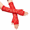 Uzun Zarif Dantel Eldiven Parmaksız Kırmızı 35 Cm Bx40