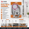 Vakumlu - Krom Lüks Duş Seti Metal Yaylı Hortum=150cm Mafsal Bx40