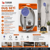 Vakumlu - Krom Lüks Duş Seti Metal Yaylı Hortum=150cm Mafsal Bx40