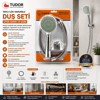 Vakumlu - Krom Lüks Duş Seti Metal Yaylı Hortum=150cm Mafsal Bx40
