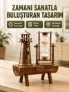 Vintage Kum Saati + Deniz Feneri Modeli – Ahşap Gövdeli Masa Üstü Dekor Yeni Nesil