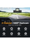 Wi-Fi Bağlantılı 1080P HD 4 Kameralı Araç İçi Kayıt Sistemi, 2.4 İnç Ekran ve Gece Görüş Özellikli