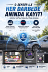 WiFi 1080p 3 Kameralı Araç İçi Kamera LCD Ekranlı Gece Görüşlü G Sensörlü Geniş Açılı