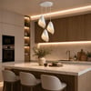 Yaprak Şekilli Beton Dokulu Salon / Oturma Odası Üçlü Sarkıt Avize