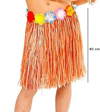 Yetişkin ve Çocuk Uyumlu Turuncu Renk Püsküllü Hawaii Luau Hula Etek 40 cm