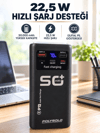 Yüksek Kapasiteli 50.000 mAh Powerbank 22,5 W Hızlı Şarj 4 Dahili Kablo LED Aydınlatma