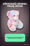 Yumuşak Peluş Oyuncak Gökkuşağı Desenli Ayıcık 45 cm Sevimli Hediye İçin Tekli BX-313537
