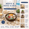 Yuvarlak Ahşap Sepet Renkli Mix Midye - Deniz Kabuk Vazo Taşı Bx40
