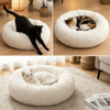 Yuvarlak Ultra Yumuşak Welsoft Peluş Kedi Ve Köpek Yatağı – Kaymaz Taban Tüylü Pet Pufu,uyku Minderi (krem) Bx40