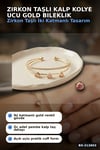 Zirkon Taşlı Kalp Kolye Ucu Gold Bileklik - Pirinç Materyal Kadın Aksesuarı BX-313603
