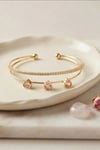 Zirkon Taşlı Kalp Kolye Ucu Gold Bileklik - Pirinç Materyal Kadın Aksesuarı BX-313603