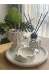4'lü Set Dekoratif Tepsi - Çiçek Kız - 100ml Baby Powder Oda Kokusu - Lotus Mum
