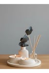 5'li Set Dekoratif Tepsi-Dekoratif Vazo-Fitilli Mum-30ml Baby Powder Koku-Tealight Mum&Mumluk