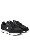 Erkek Yuvarlak Burun Lamine Deri Bağlamalı Orta Kalın Topuk Siyah Sneaker YM0YM01326-0GM