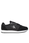 Erkek Yuvarlak Burun Lamine Deri Bağlamalı Orta Kalın Topuk Siyah Sneaker YM0YM01326-0GM