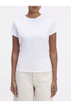 Kadın Slim Fit Marka Logolu Düşük Kol Günlük Beyaz T-Shirt K20K207212-YAF