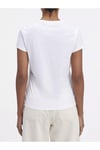 Kadın Slim Fit Marka Logolu Düşük Kol Günlük Beyaz T-Shirt K20K207212-YAF