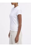 Kadın Slim Fit Marka Logolu Düşük Kol Günlük Beyaz T-Shirt K20K207212-YAF