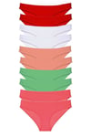 10 adet Süper Eko Set Likralı Kadın Slip Külot Kırmızı Beyaz Pudra Yeşil Fuşya