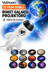 12 Film Diskli Roket Galaksi Projektörü Usb Tak Çalıştır Uzay Ve Gezegen Projeksiyon Gece Lambası