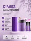 12'li Makyaj Fırça Seti Yumuşak Kıllı Profesyonel Kullanıma Uygun