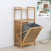 2 Katlı Bambu Çamaşır Sepeti Önden Çek-Aç Organizer 40x35x95 cm