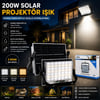 200W Güneş Enerjili LED Projektör - Kamp & Dış Mekan