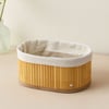 3 Boy Oval Organizer Sepet - Bambu Kenarlı, Ahşap Tabanlı, Bezli