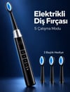 3 Yedek Başlık Hediyeli Usb Şarjlı Siyah Elektrikli Diş Fırçası