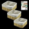 3'lü Kare Organizer Sepet Seti - Bambu Kenarlı Ahşap Taban Bez Astarlı (17x17 / 21x21 / 26x26 cm)