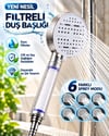 6 Modlu Filtreli Duş Başlığı Büyük Panel Su Tasarruflu Çok Fonksiyonlu Beyaz Duş Başlığı